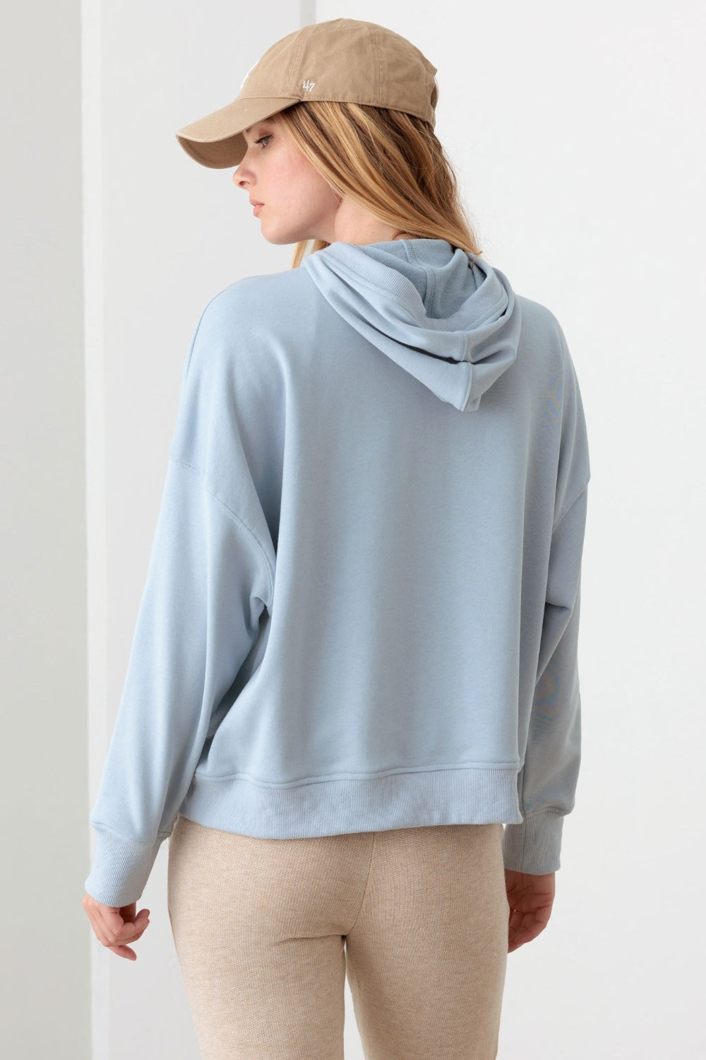 Warm Embrace  Half Zip Drawstring Mock Neck Hoodie