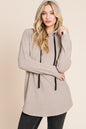 Soulful Comfort Drawstring Drop Shoulder Knit Hoodie