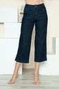 Sans Style Side Seam Braid Detail Crop Wide Leg Jeans