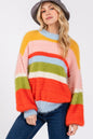 The Cozy Retreat Block Round Neck Dropped Shoulder Sweater