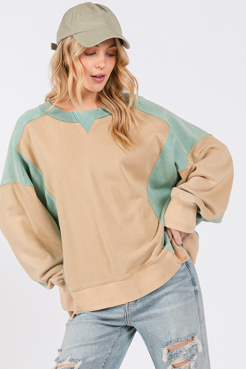 Signature Softness Color Block Round Neck Sweatshirt