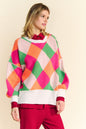 The Artisan Knit Exposed Seam Color Block Dropped Shoulder Sweater