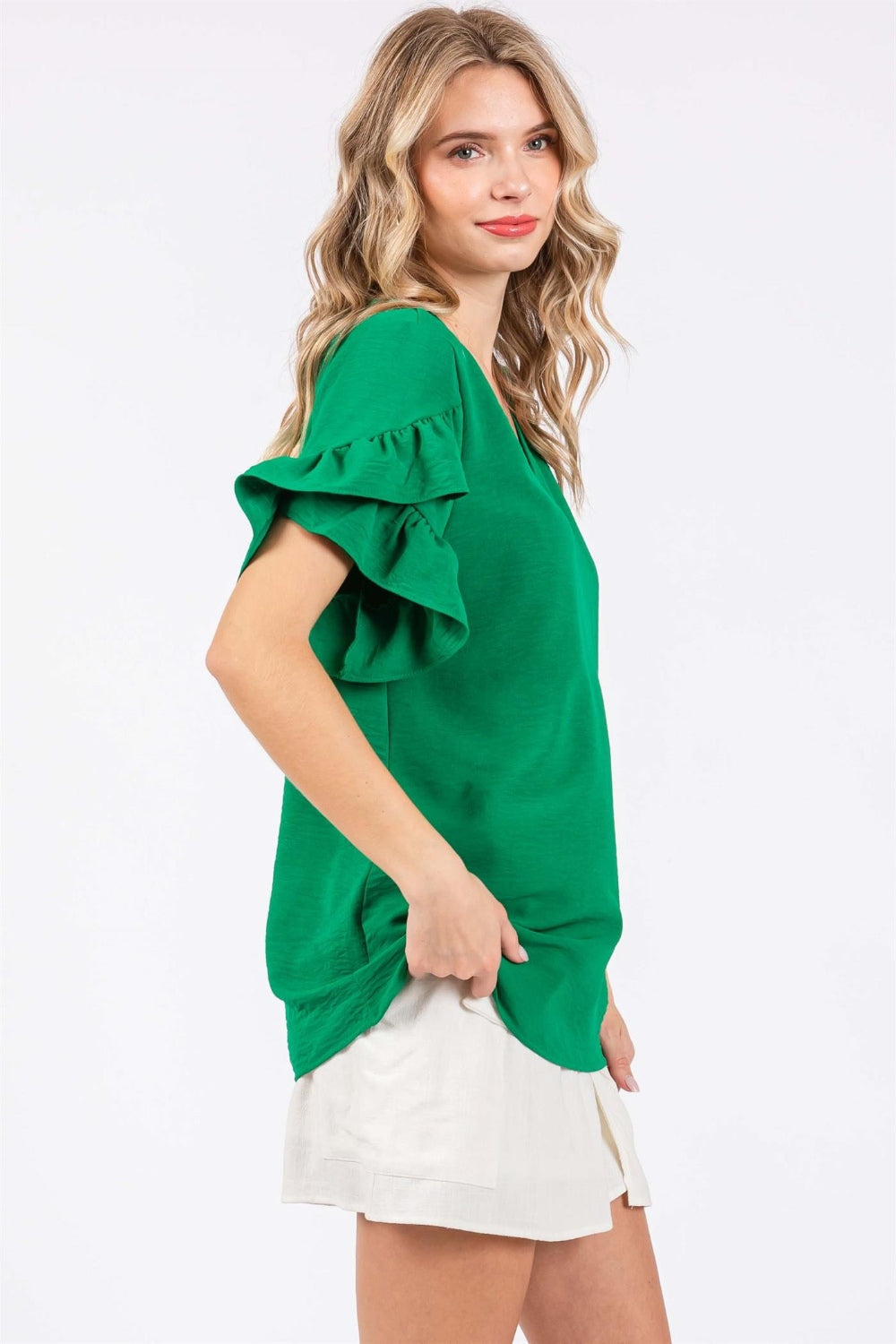 Short Sleeve V-Neck Blouse