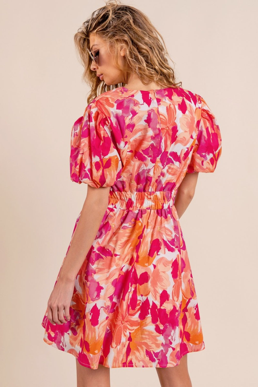 Aurelia Floral V-Neck Puff Sleeve Mini Dress