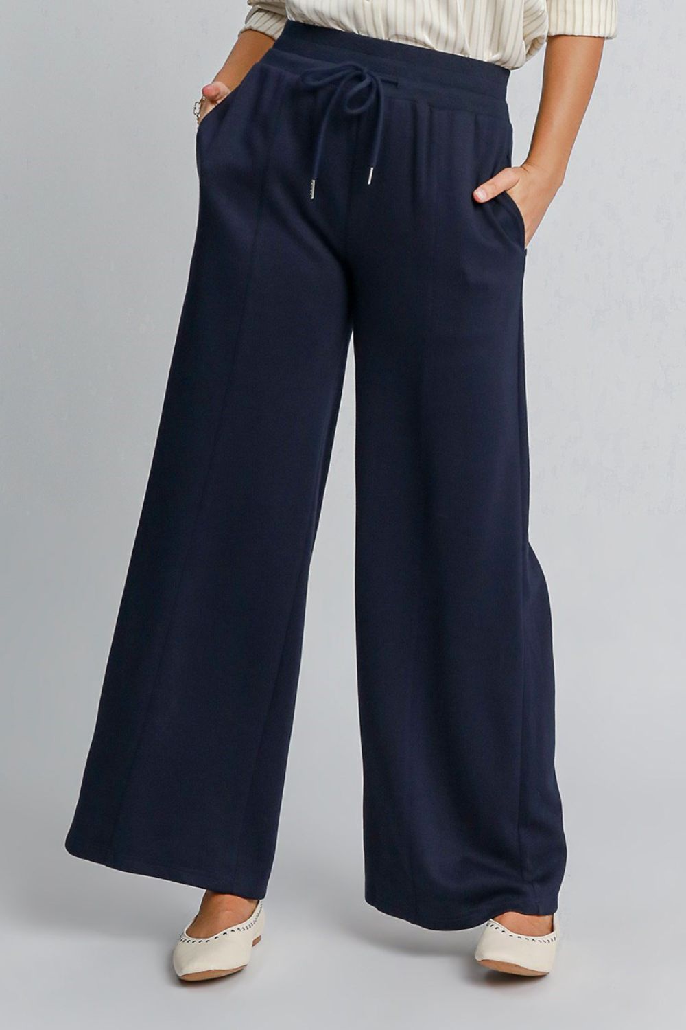 Lumina Drawstring Wide Leg Pants with Pockets