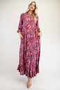 Whimsy Full Size Ruffle Hem Paisley Round Neck Dress