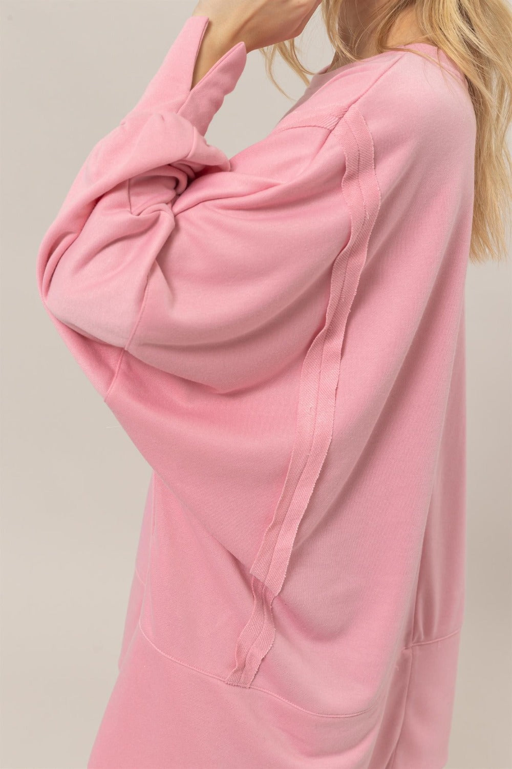 Moments of Bliss French Terry Long Sleeve High-Low Slit Sweatshirt