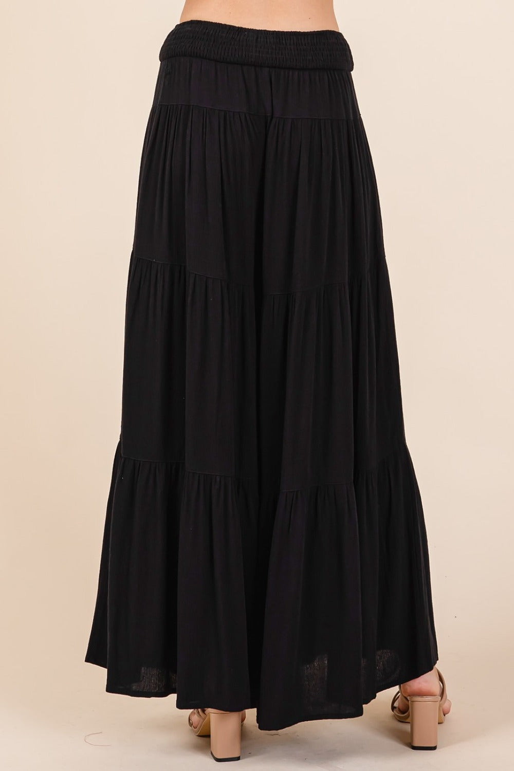 Seraphina Tier Detail Smocked Elastic Waist Wide Leg Pants