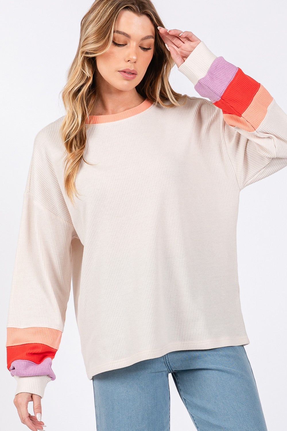 SANS Color Block Waffle Knit T-Shirt