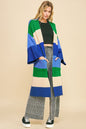 The Couture Knit Color Block Kimono Sleeve Open Front Cardigan