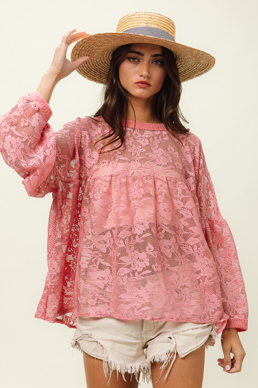 Cypress Floral Lace Long Sleeve Top