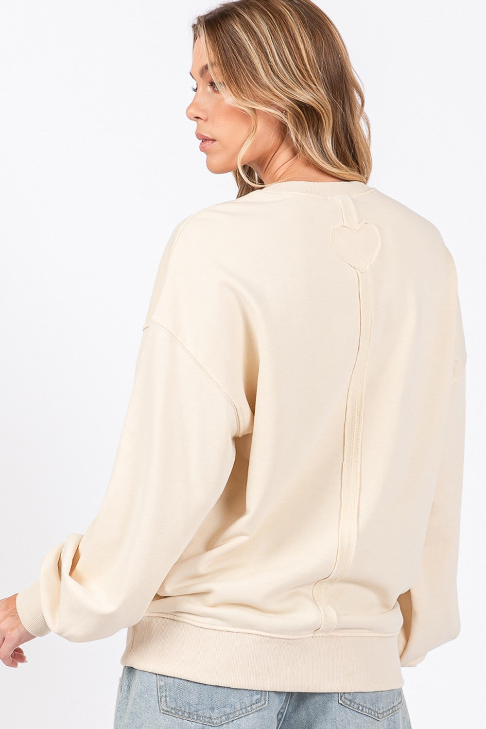 Sans LOVE Path Applique Drop Shoulder Sweatshirt