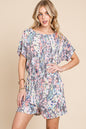 Serendipity Printed Short Sleeve Drawstring Romper