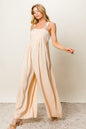 Sans Texture Sleeveless Wide Leg Jumpsuit