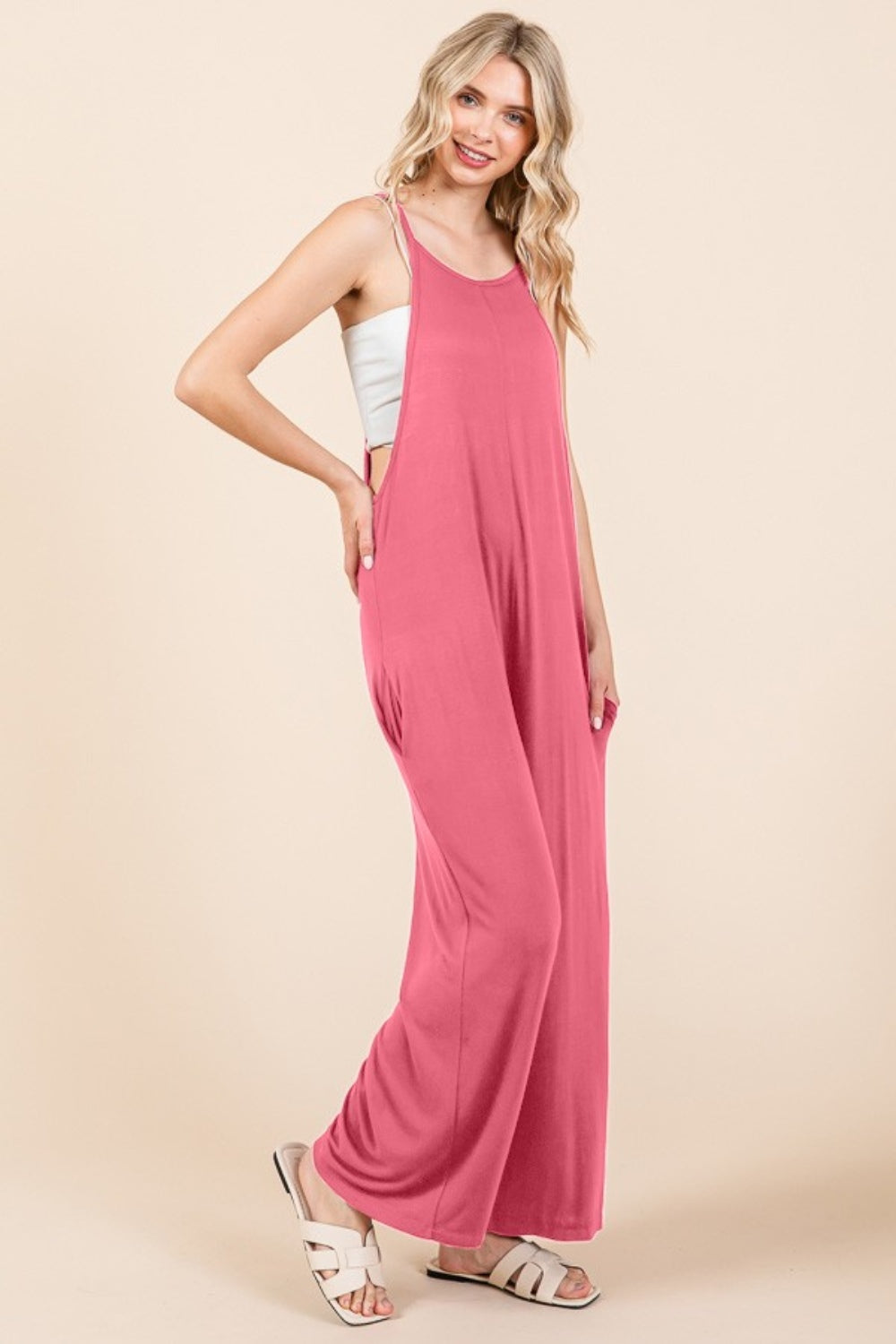 Wanderlust Timeless Full Size Sleeveless Wide Leg Jumpsuit with Pockets