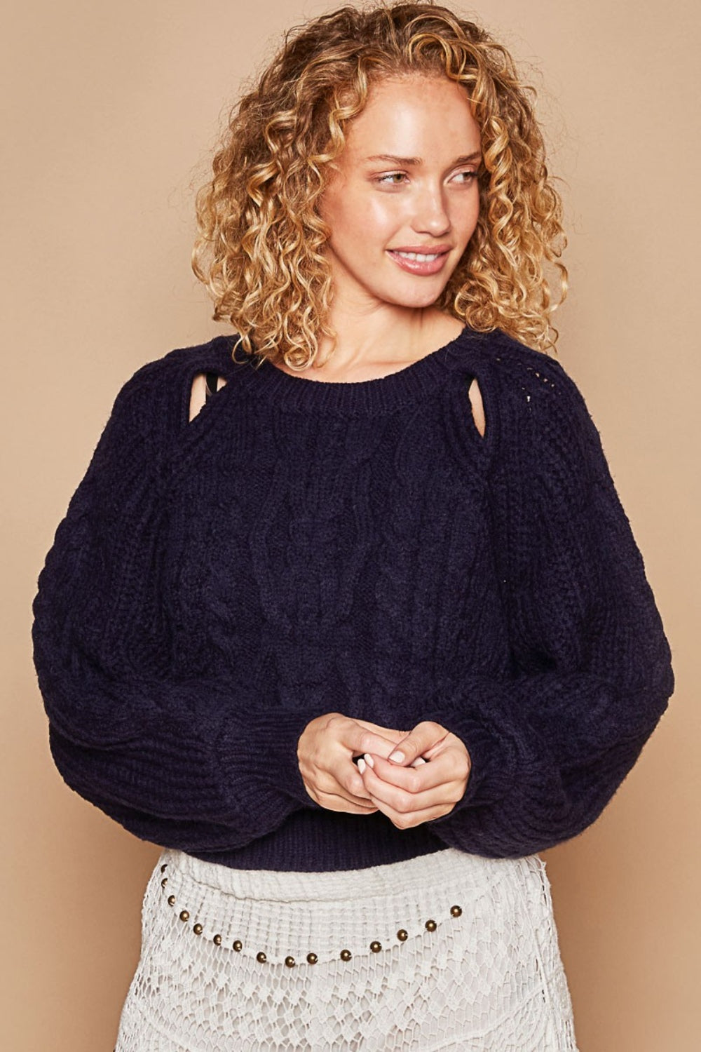 Sansplay Knit Cutout Long Sleeve Sweater