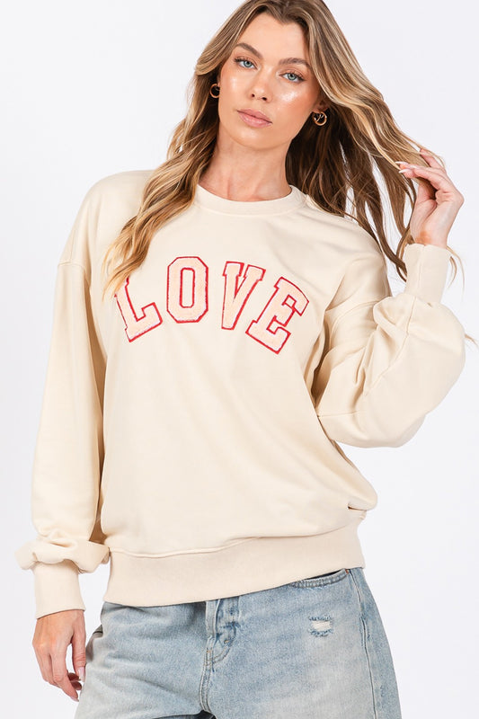 Sans LOVE Path Applique Drop Shoulder Sweatshirt