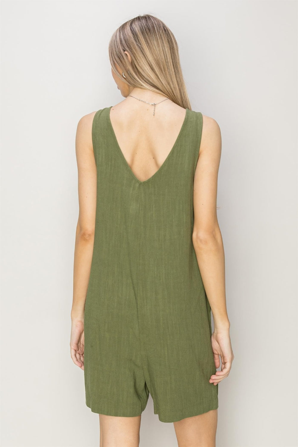 San splay style Sleeveless Romper with Pockets