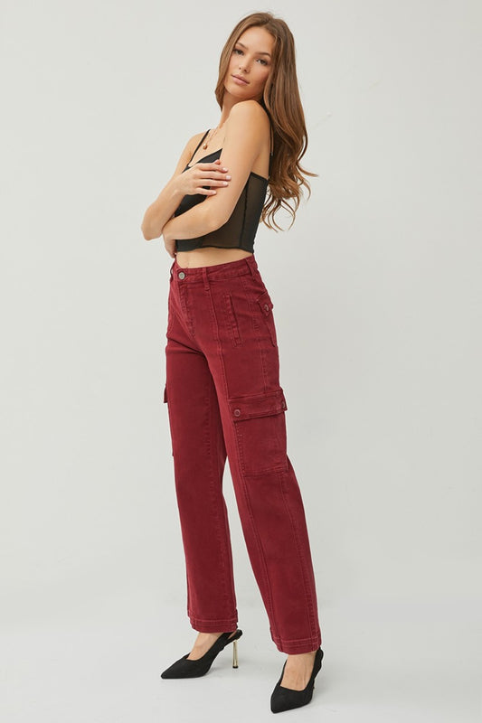 High Rise Wide Leg Cargo Jeans