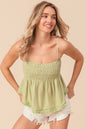 Sansplay Fringed Hem Smocked Cami