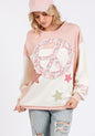 The Embrace Peace & Star Patch Contrast Round Neck Sweatshirt