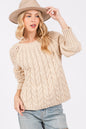 SANS Cable-Knit Long Sleeve Sweater