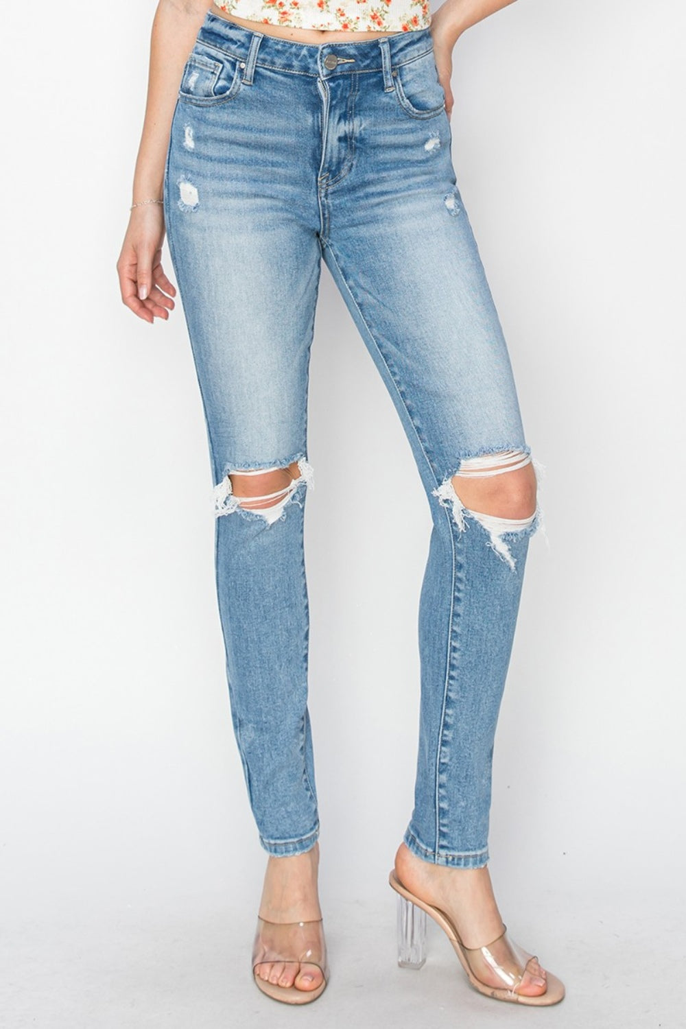 The Gold Standard High Rise Knee Distressed Skinny Jeans